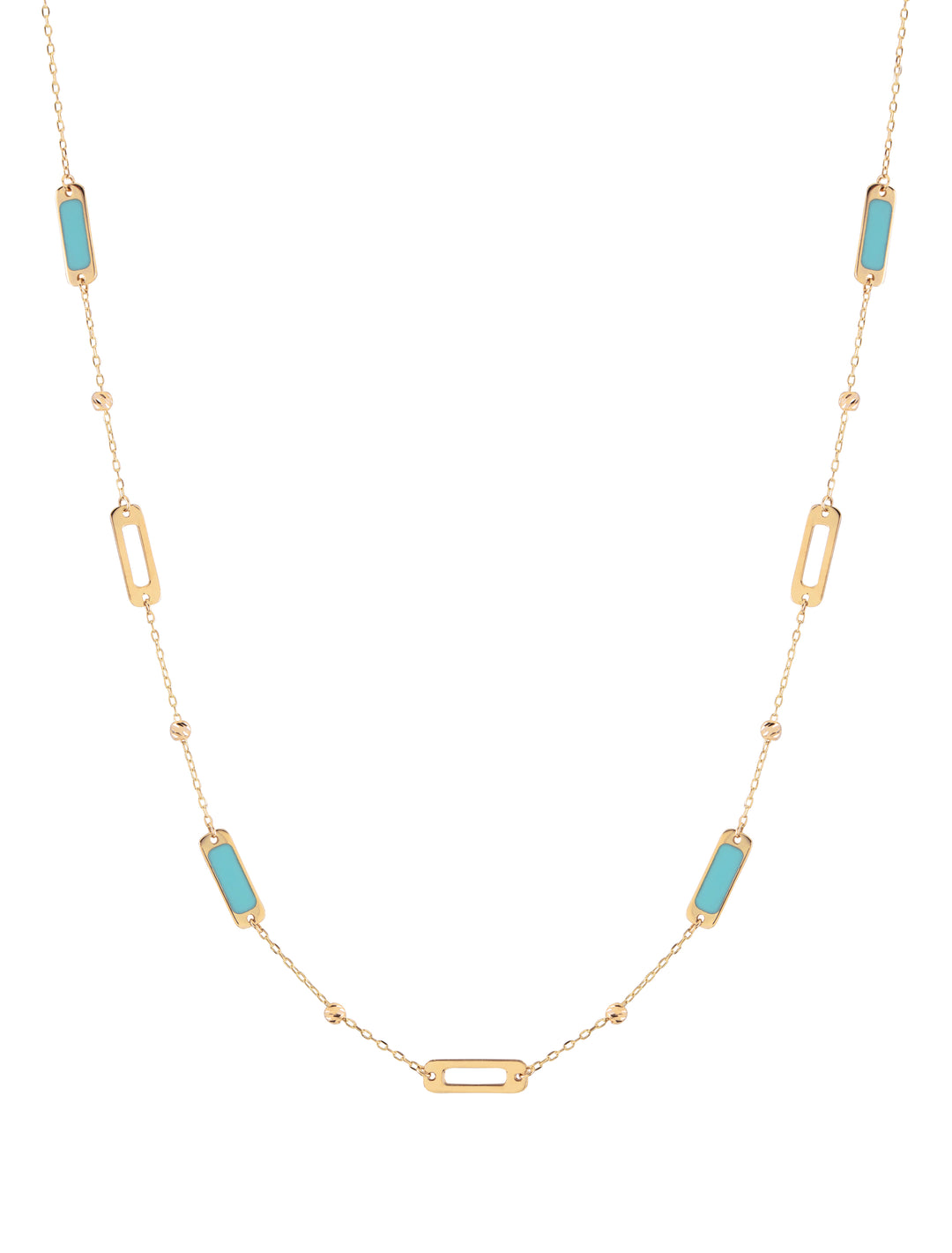 18K Gold Rectangles Mix Enamel Necklace