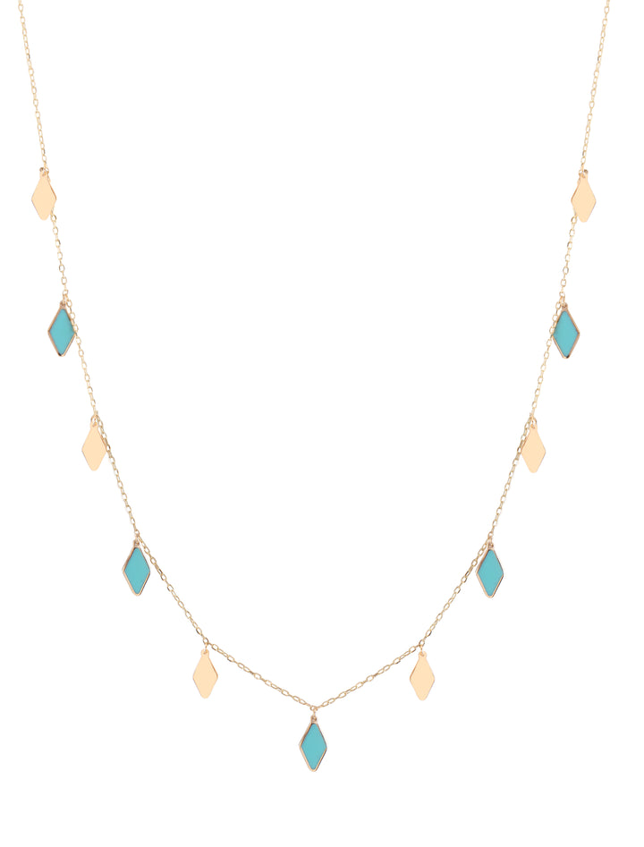 18K Gold Dangling Enamel Lozenge Necklace