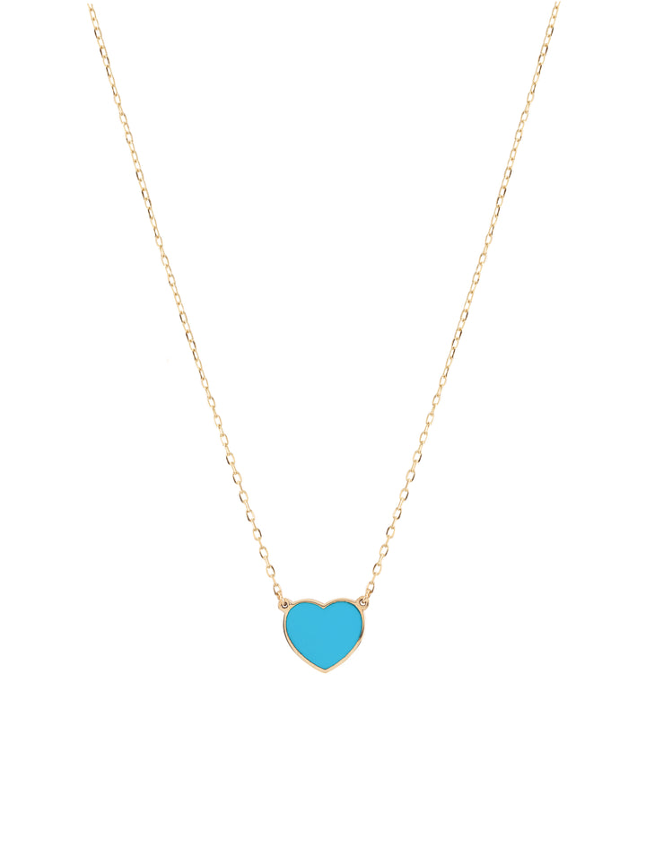 18K Gold Enamel Heart Necklace