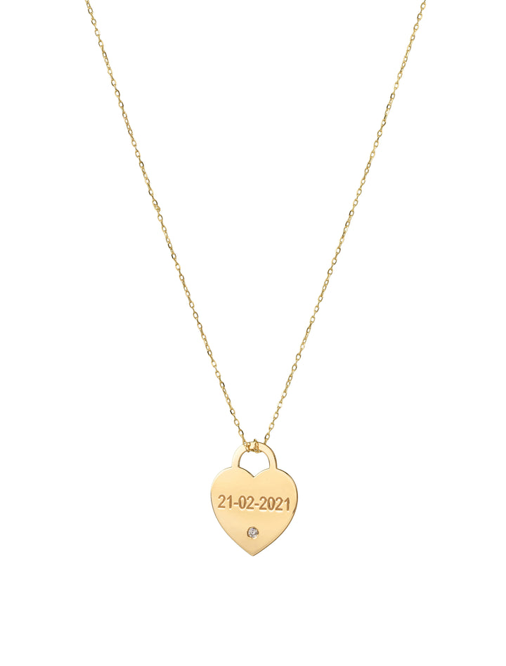 18K GOLD CUSTOMIZED DIAMOND HEART TAG NECKLACE