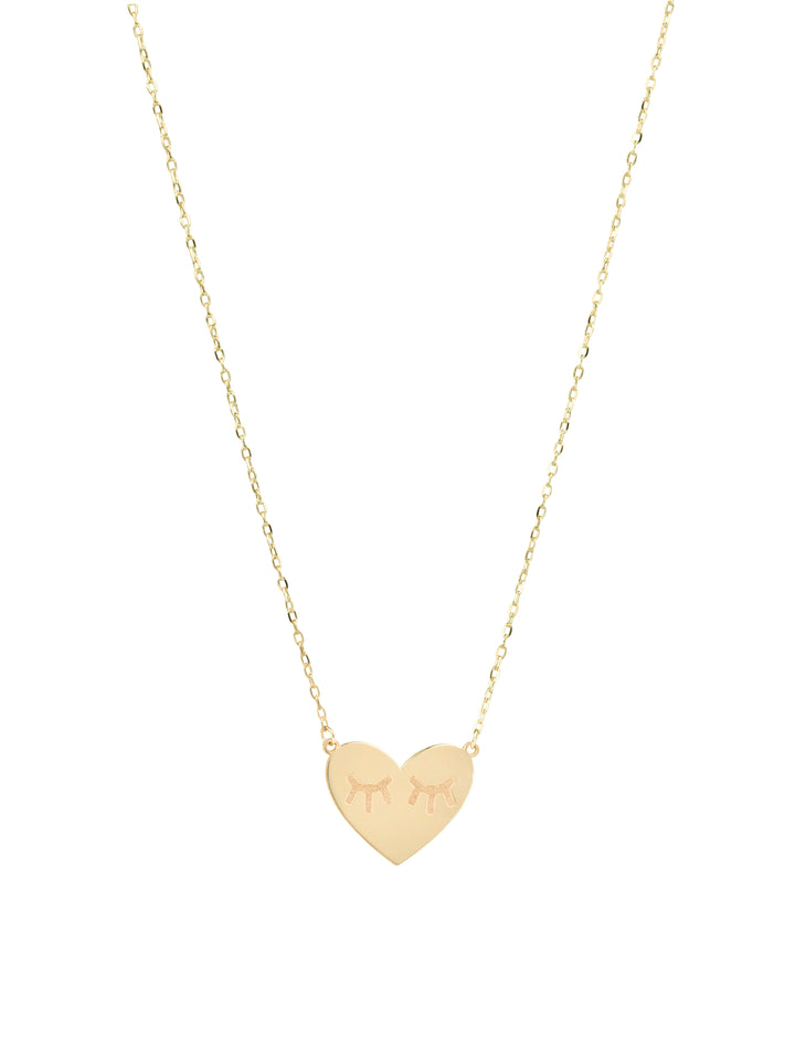 18K GOLD CUTE EYES HEART NECKLACE