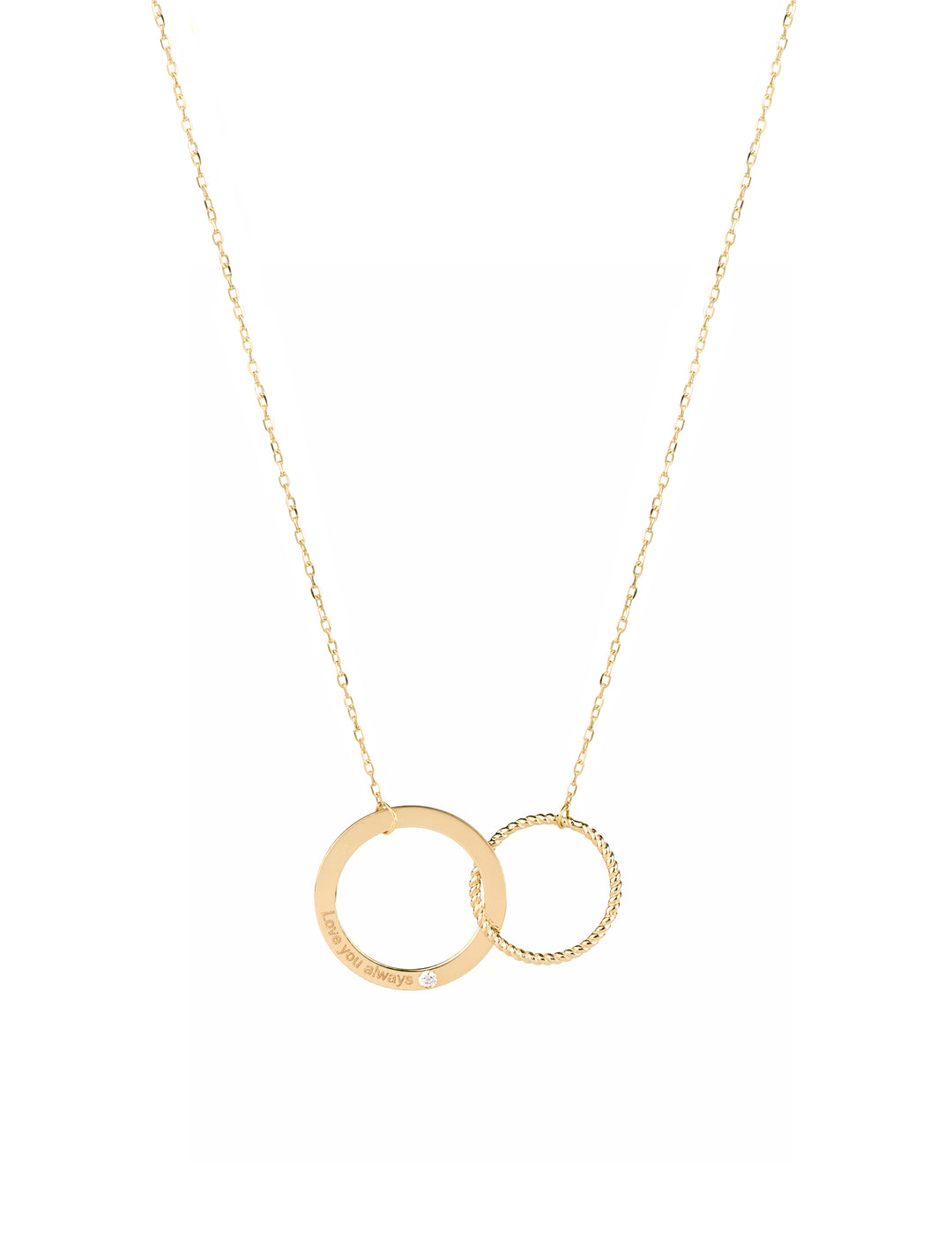 18K GOLD “LOVE YOU ALWAYS” INTERLOCKING CIRCLES DIAMOND NECKLACE