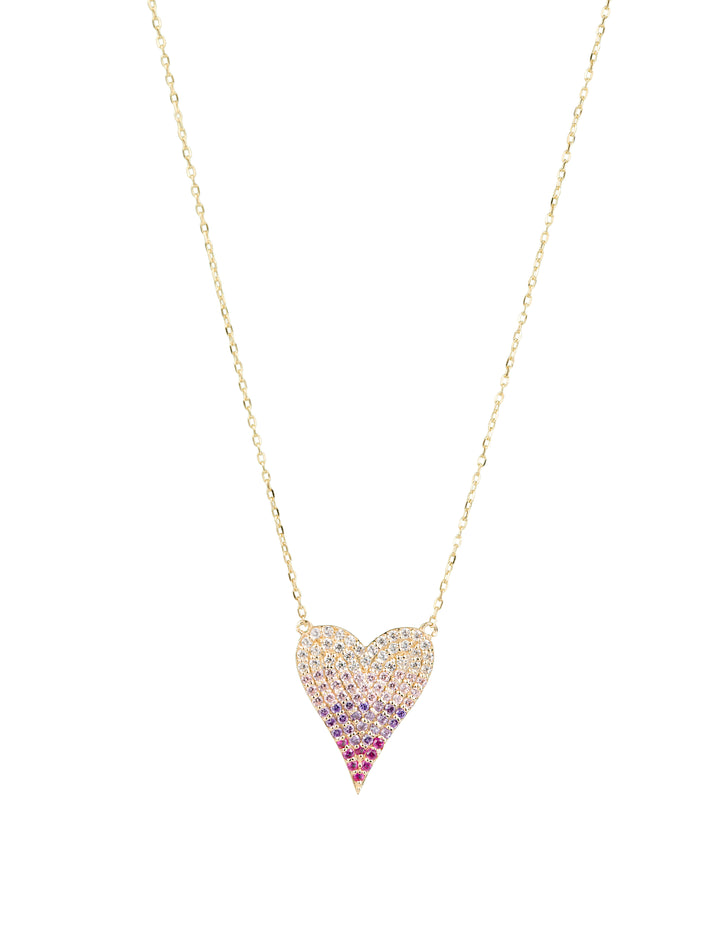 18K GOLD OMBRÉ HEART NECKLACE