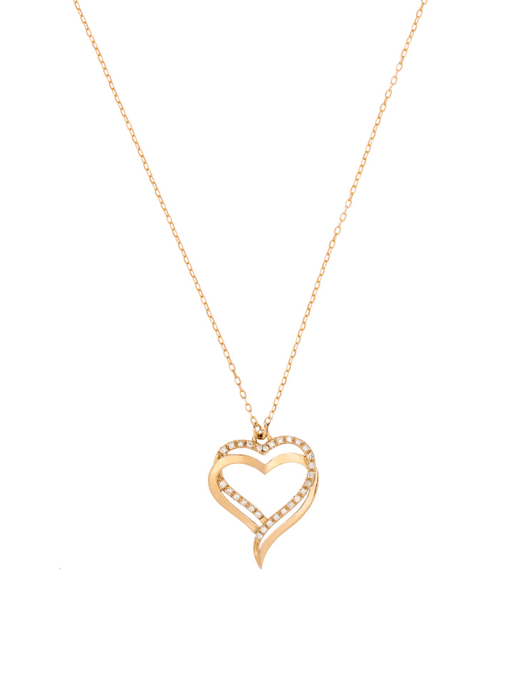 18K GOLD DOUBLE HEART DIAMOND NECKLACE