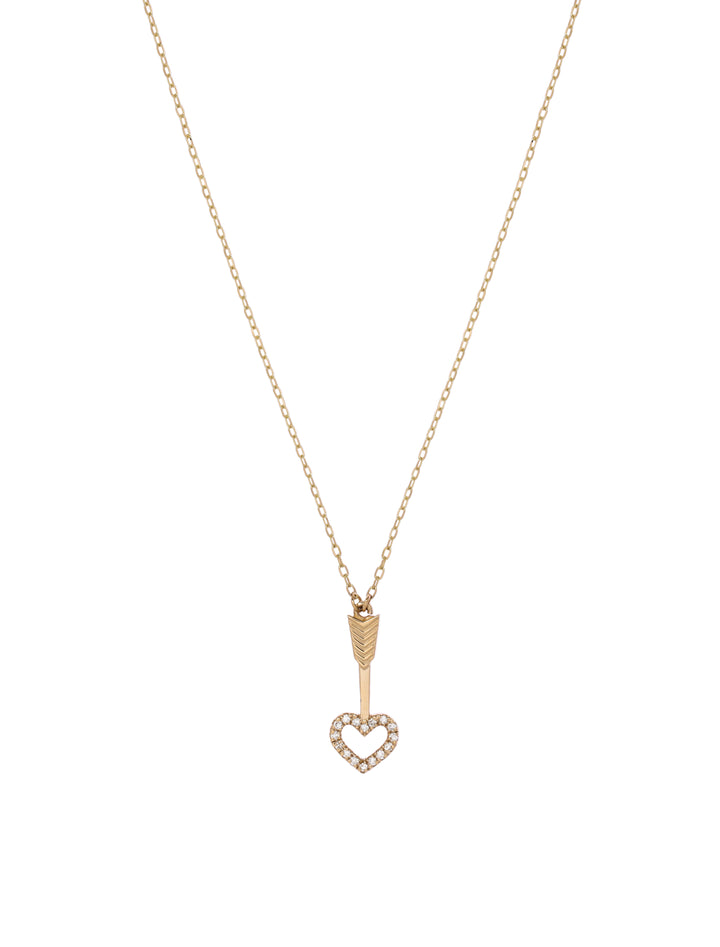 18K GOLD HEART ARROW DIAMOND NECKLACE