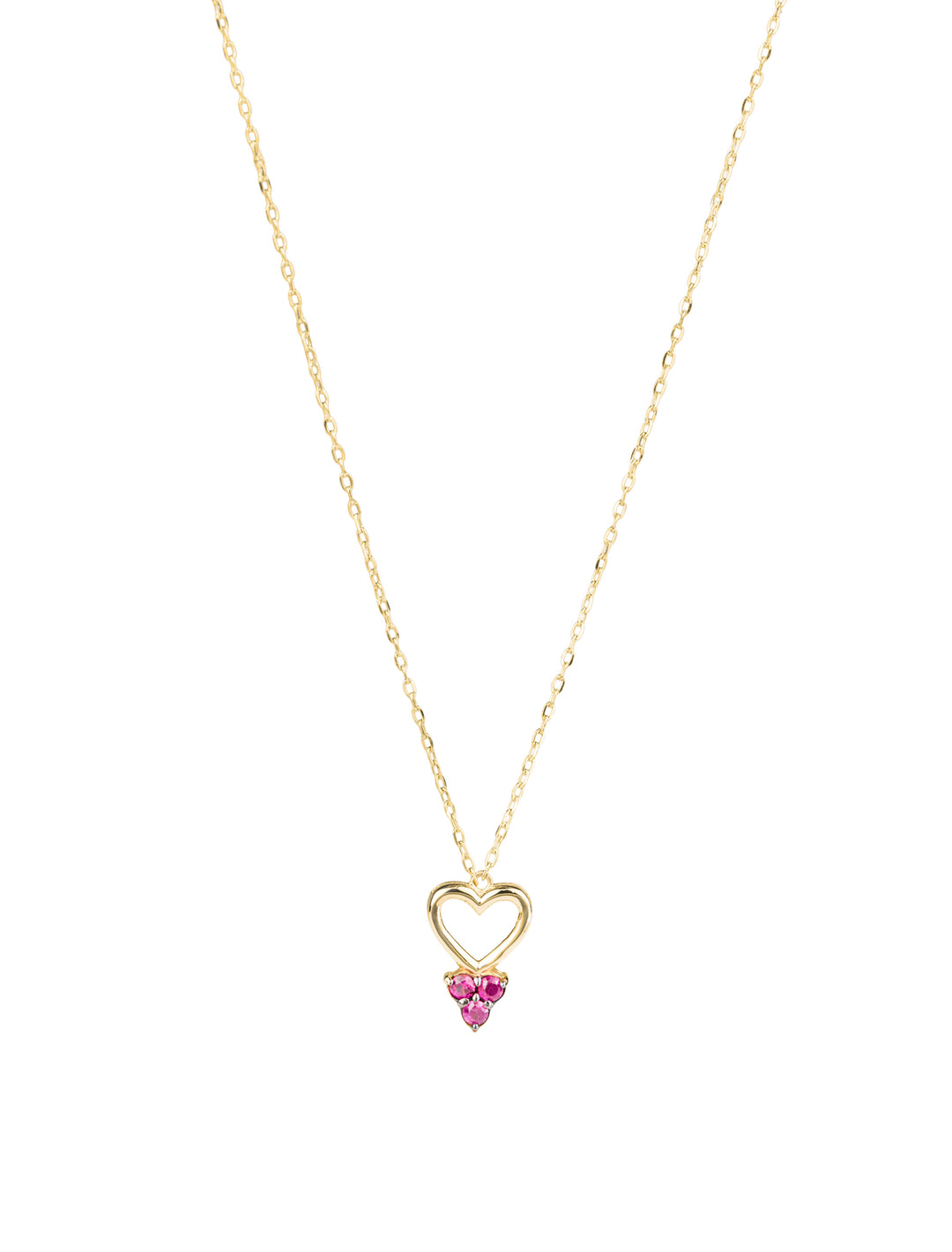 18K GOLD MINIMAL RUBY RED HEART NECKLACE