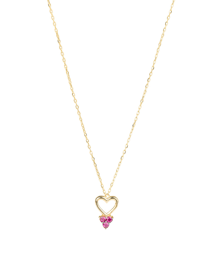 18K GOLD MINIMAL RUBY RED HEART NECKLACE