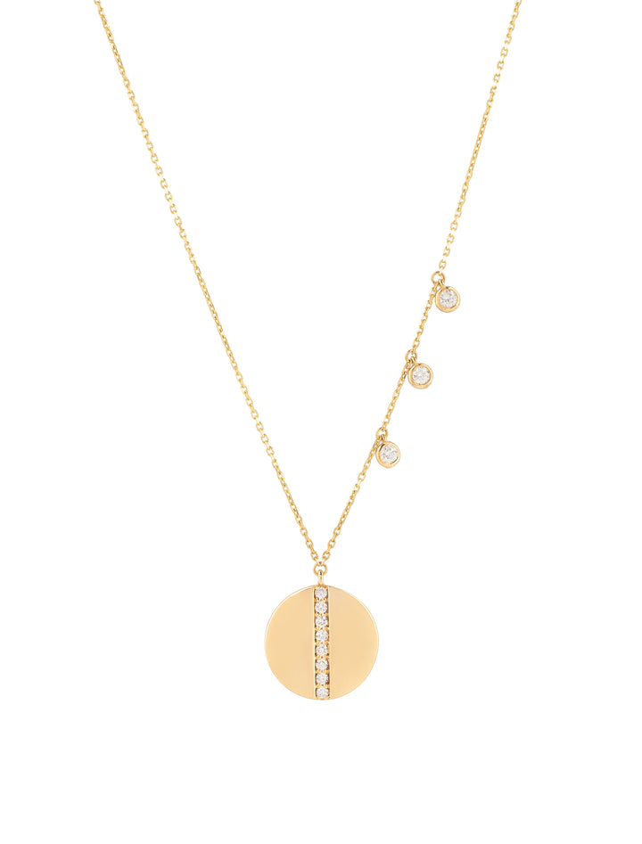 18K Gold Delicate Disc Diamond Necklace