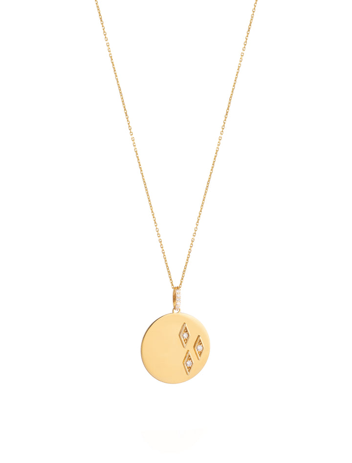 18K Gold Encrusted Disc Diamond Necklace