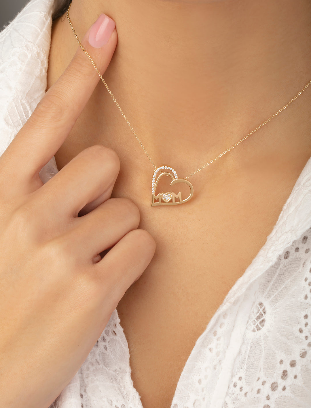 18K Gold Mom Heart Necklace