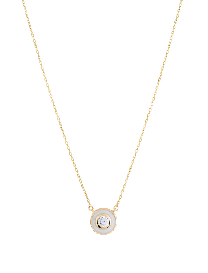 18K Gold Delicate Circle Enamel Necklace