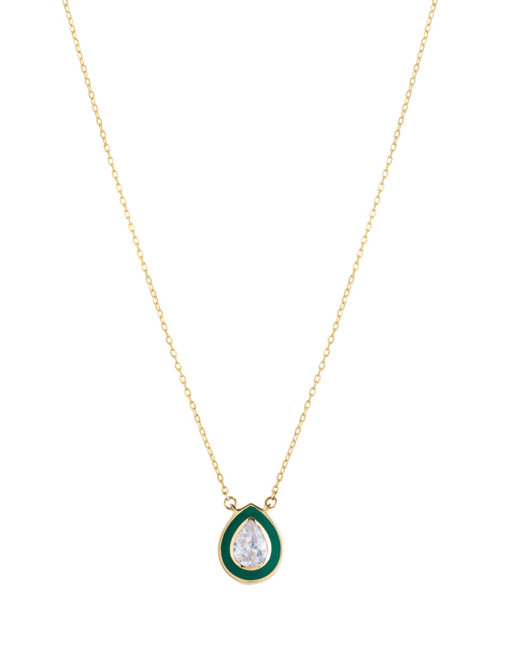 18K Gold Delicate Tear Enamel Necklace