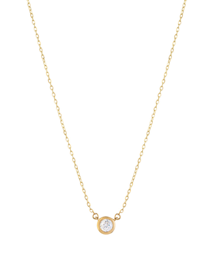 18K Gold Bezel Set Circle Necklace