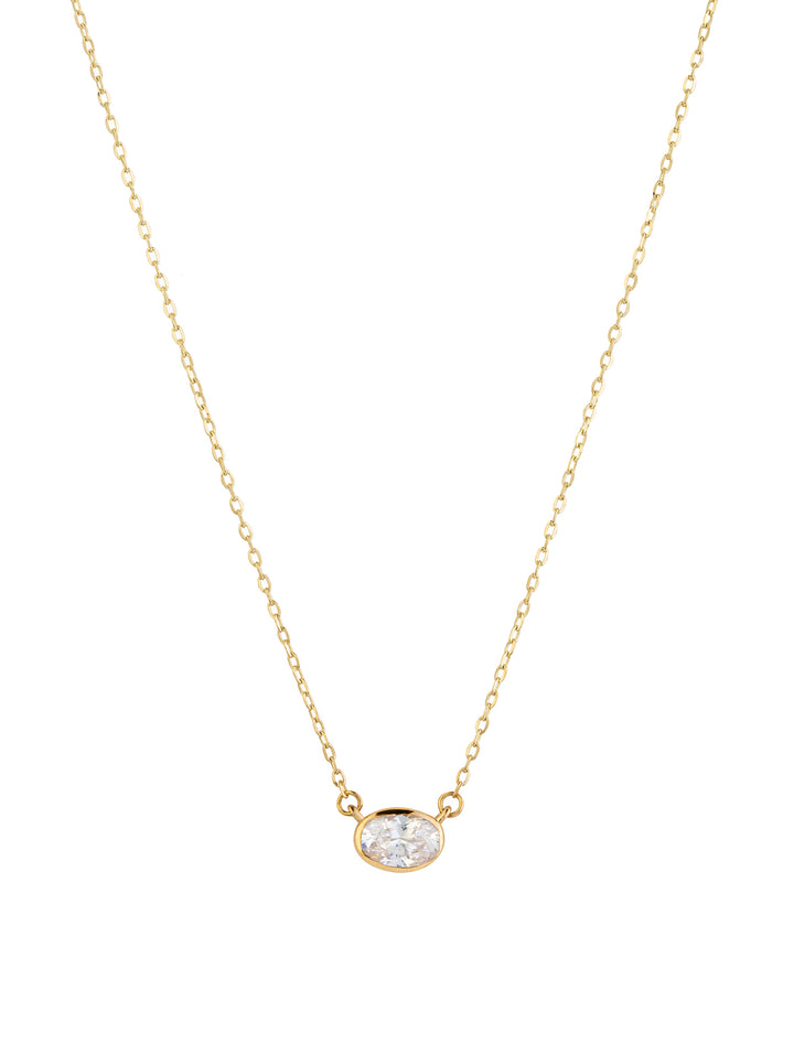 18K Gold Bezel Set Oval Necklace