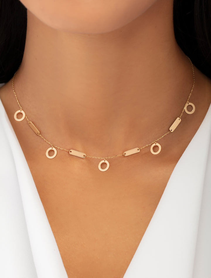 18K Gold Duo Shapes Necklace