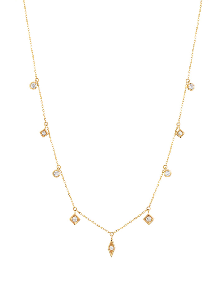 18K Gold Dangling Geometric Shapes Necklace