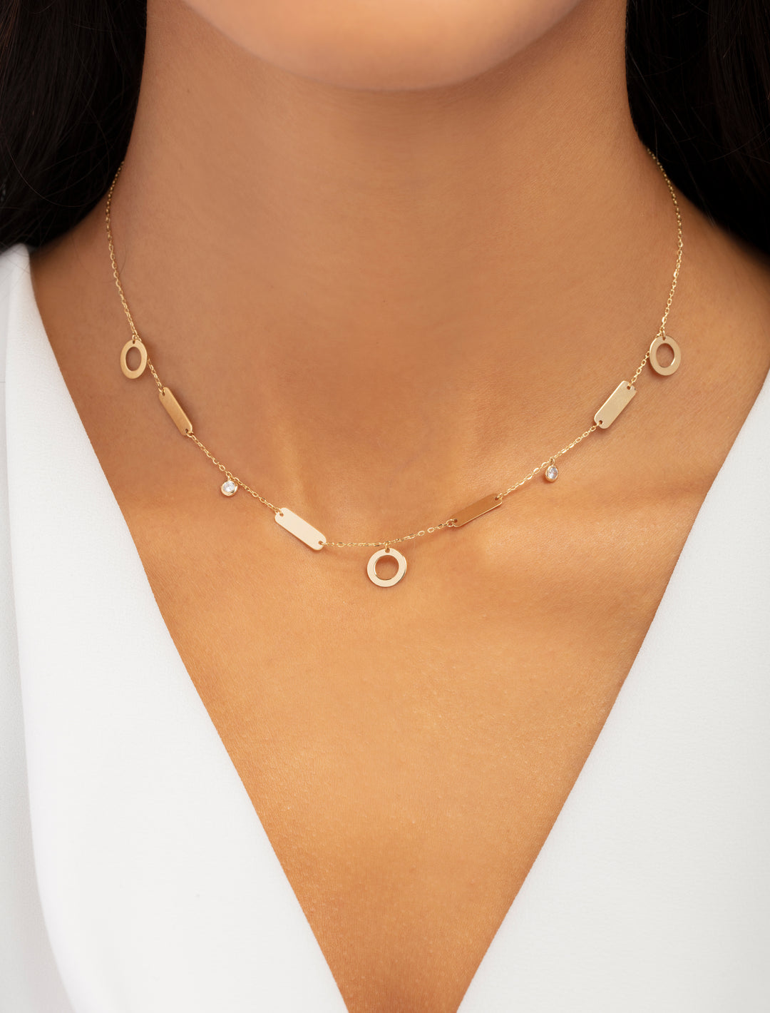 18K Gold Shapes & Sparkles Necklace