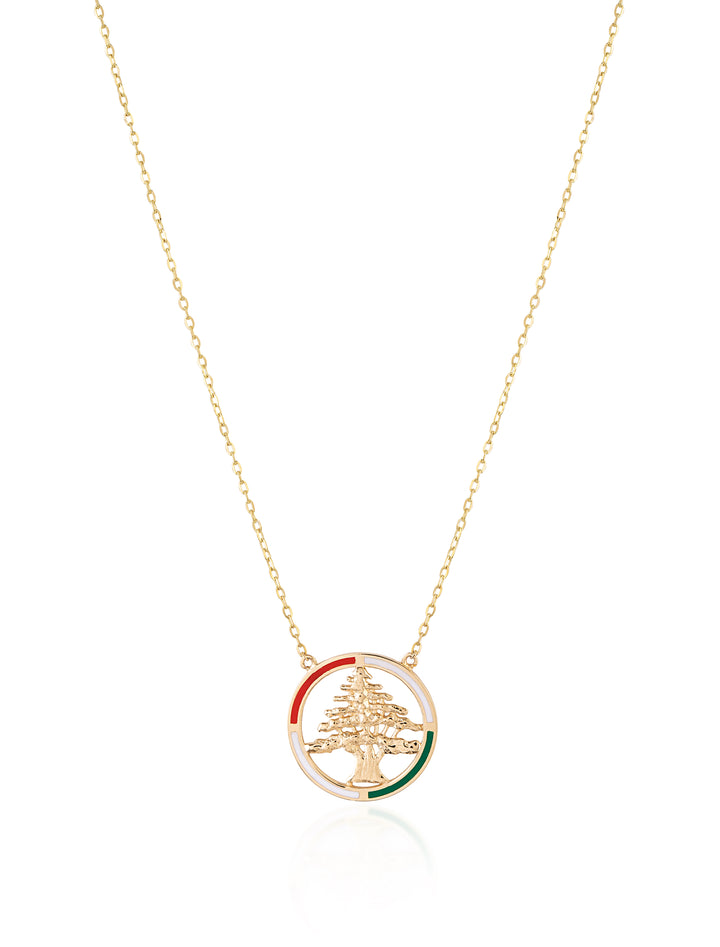 18K Gold Lebanese Flag Necklace