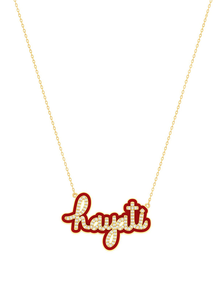 18K Gold Hayati Enamel Border Necklace