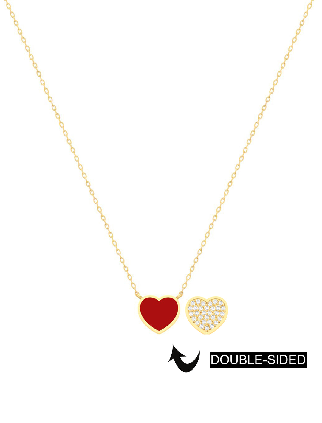 18K Gold Double Sided Heart Necklace