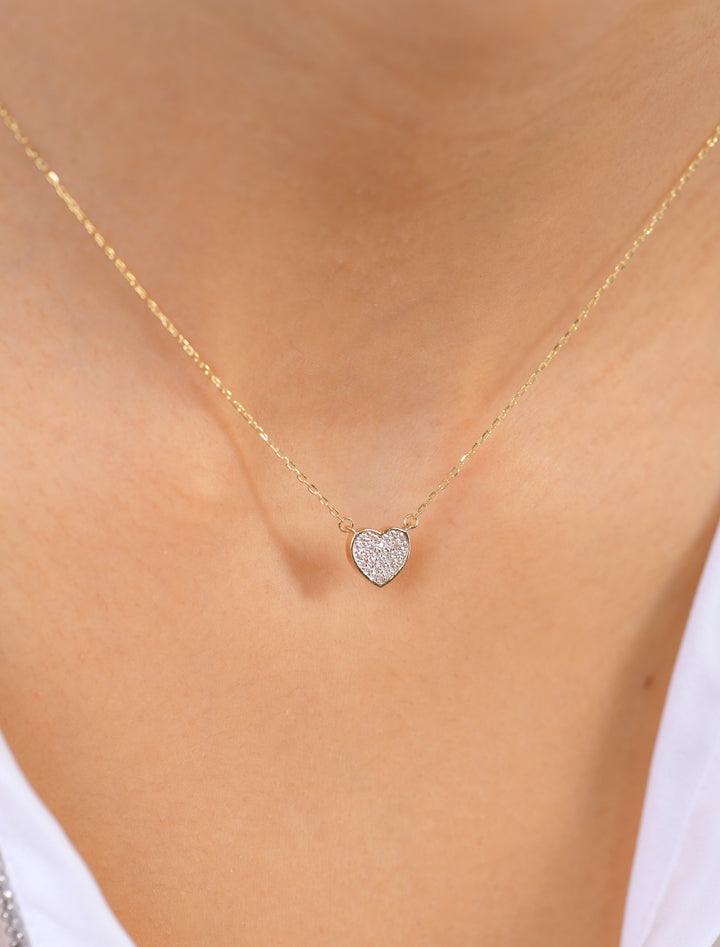 18K Gold Double Sided Heart Necklace