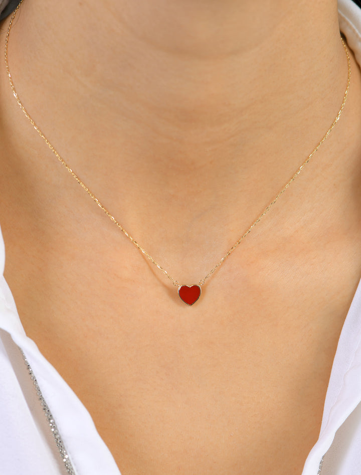 18K Gold Double Sided Heart Necklace