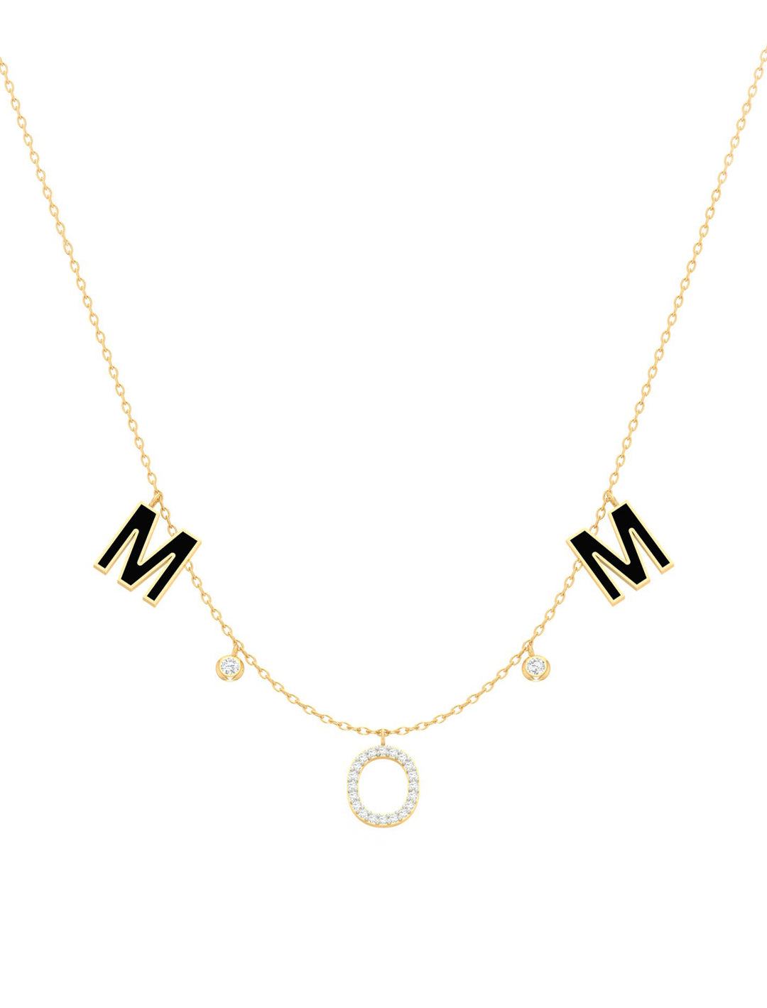 18K Gold Dangling Mom Enamel & Bezel-Set Gemstones Necklace