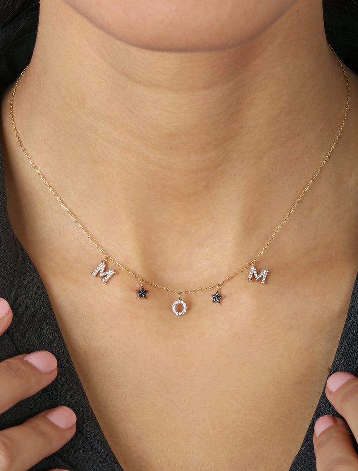 18K Gold Double Sided Mom Necklace