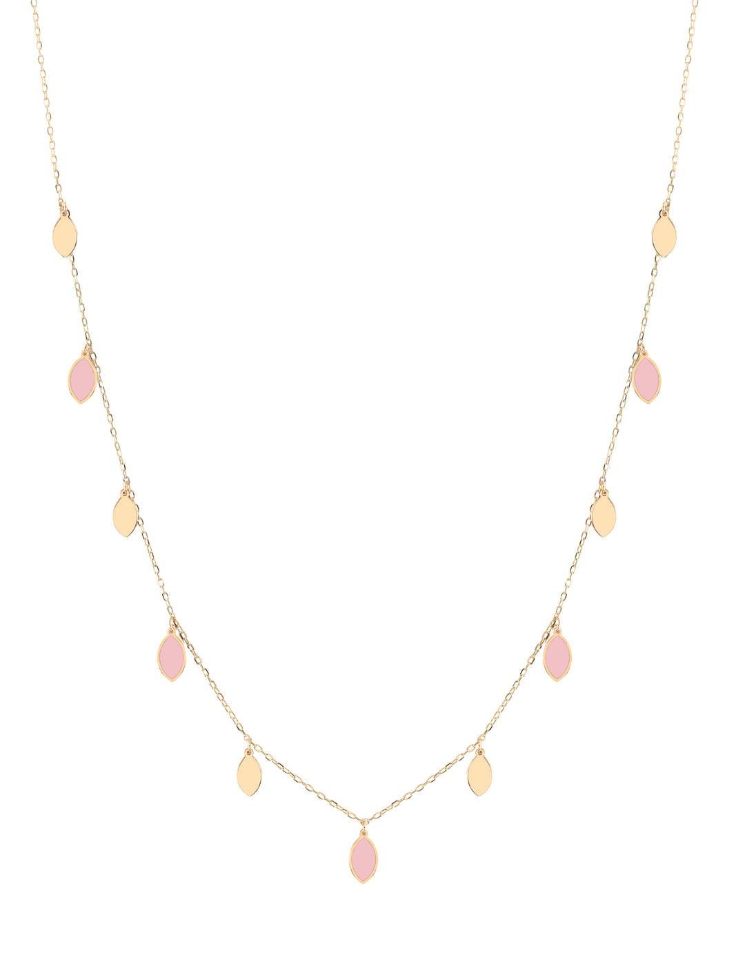 18K Gold Dangling Enamel Ellipse Necklace