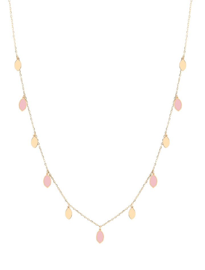 18K Gold Dangling Enamel Ellipse Necklace