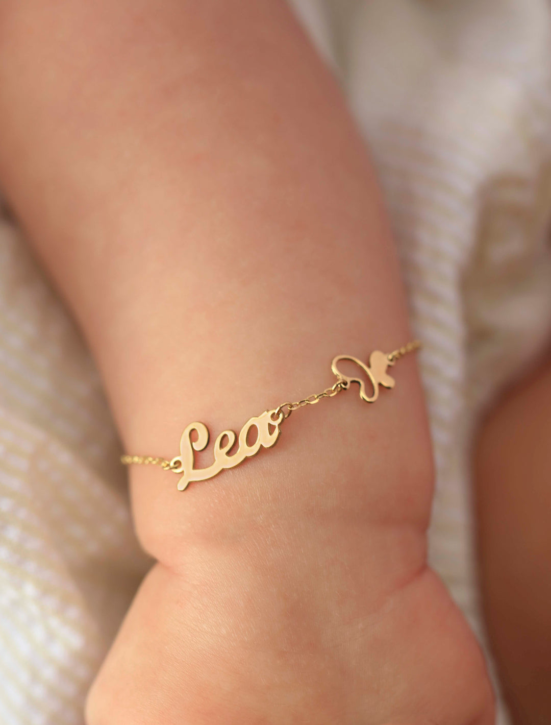 18K Gold Customized Newborn Butterfly Bracelet