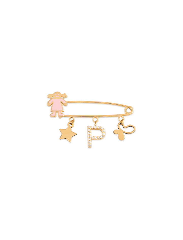 18K Gold Butterfly & Star Newborn Safety Pin