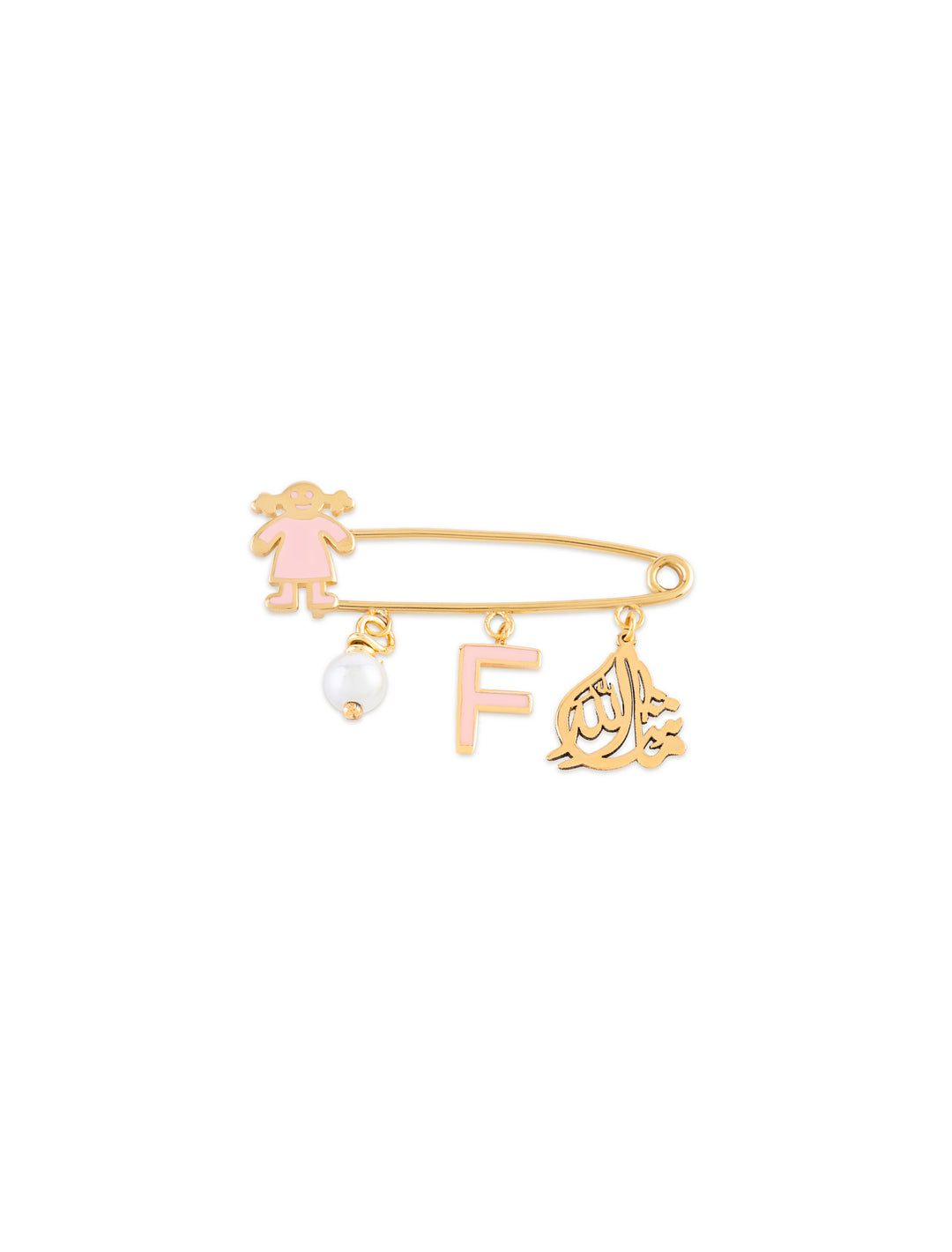 18K Gold Mashallah Girl Newborn Safety Pin
