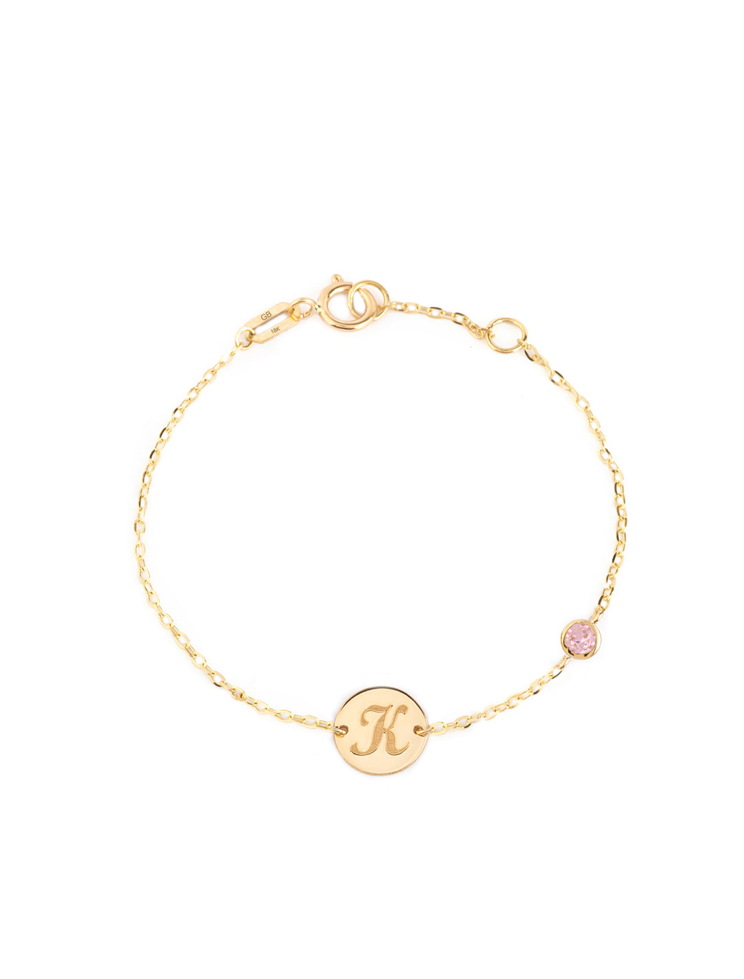 18K Gold Customized Newborn Initial Disc Bracelet