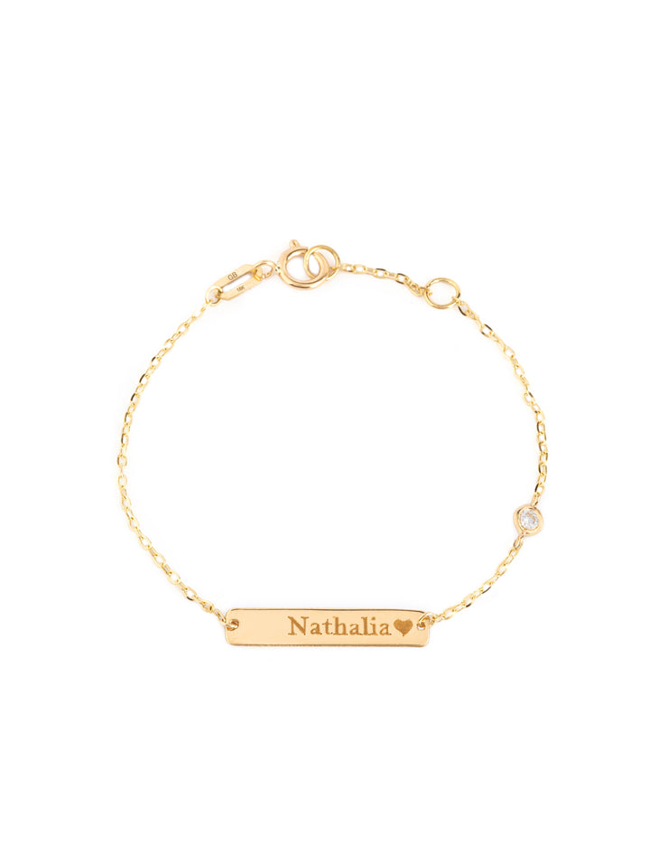 18K Gold Customized Newborn Plate Sparkle Bracelet