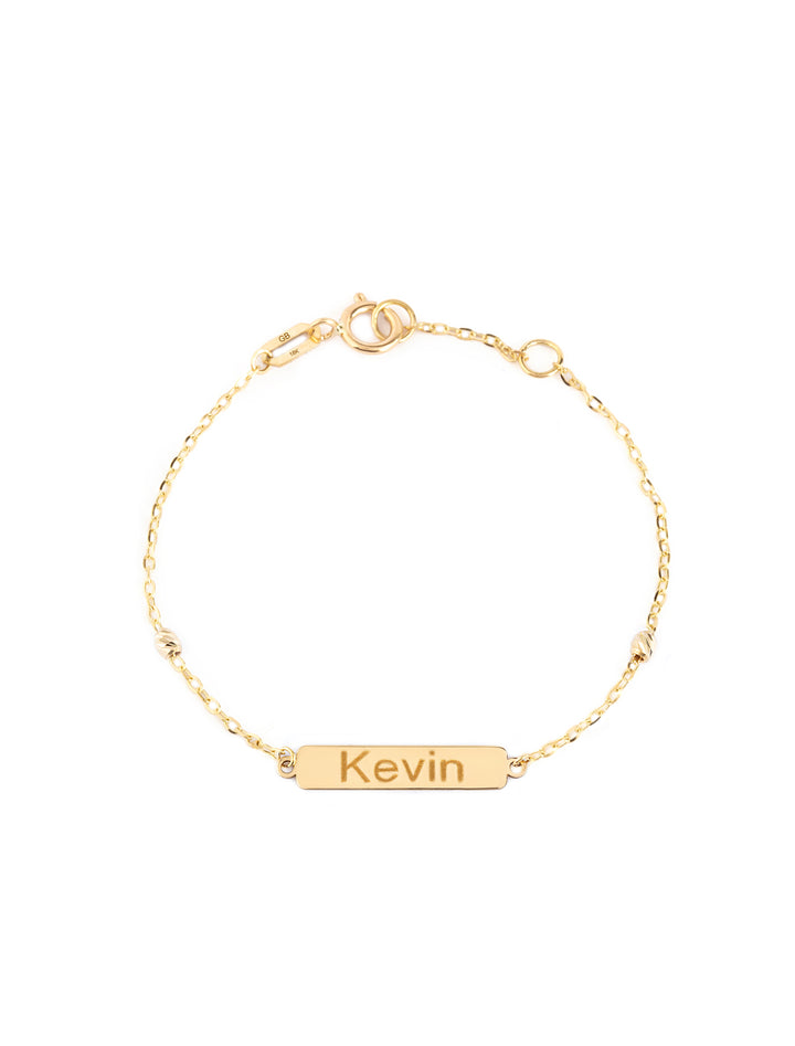 18K Gold Customized Newborn Simple Plate Bracelet