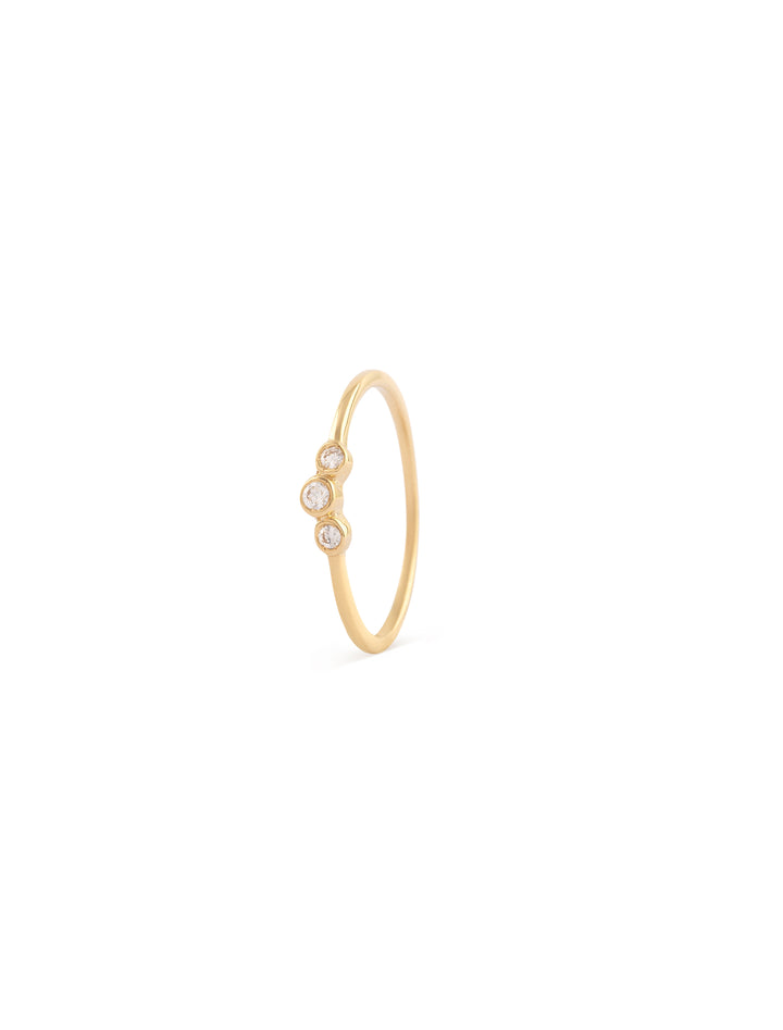 18K Gold Mini Bezel Set Diamond Ring