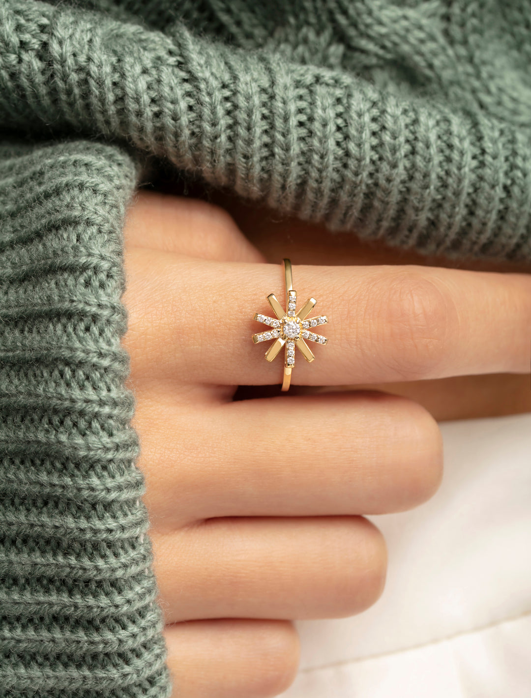 18K Gold Spring Bloom Diamond Ring