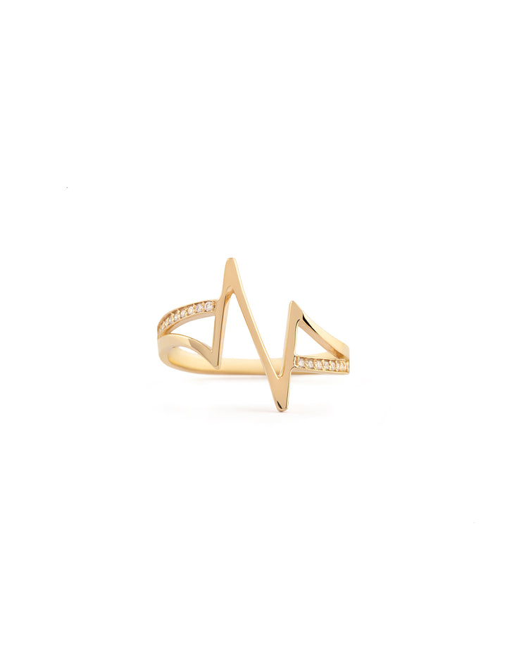 18K Gold Heartbeat Diamond Ring