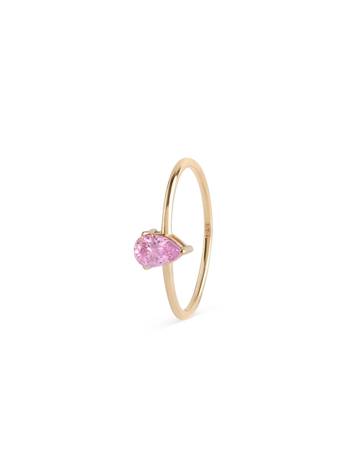 18K Gold Tear Gem Ring