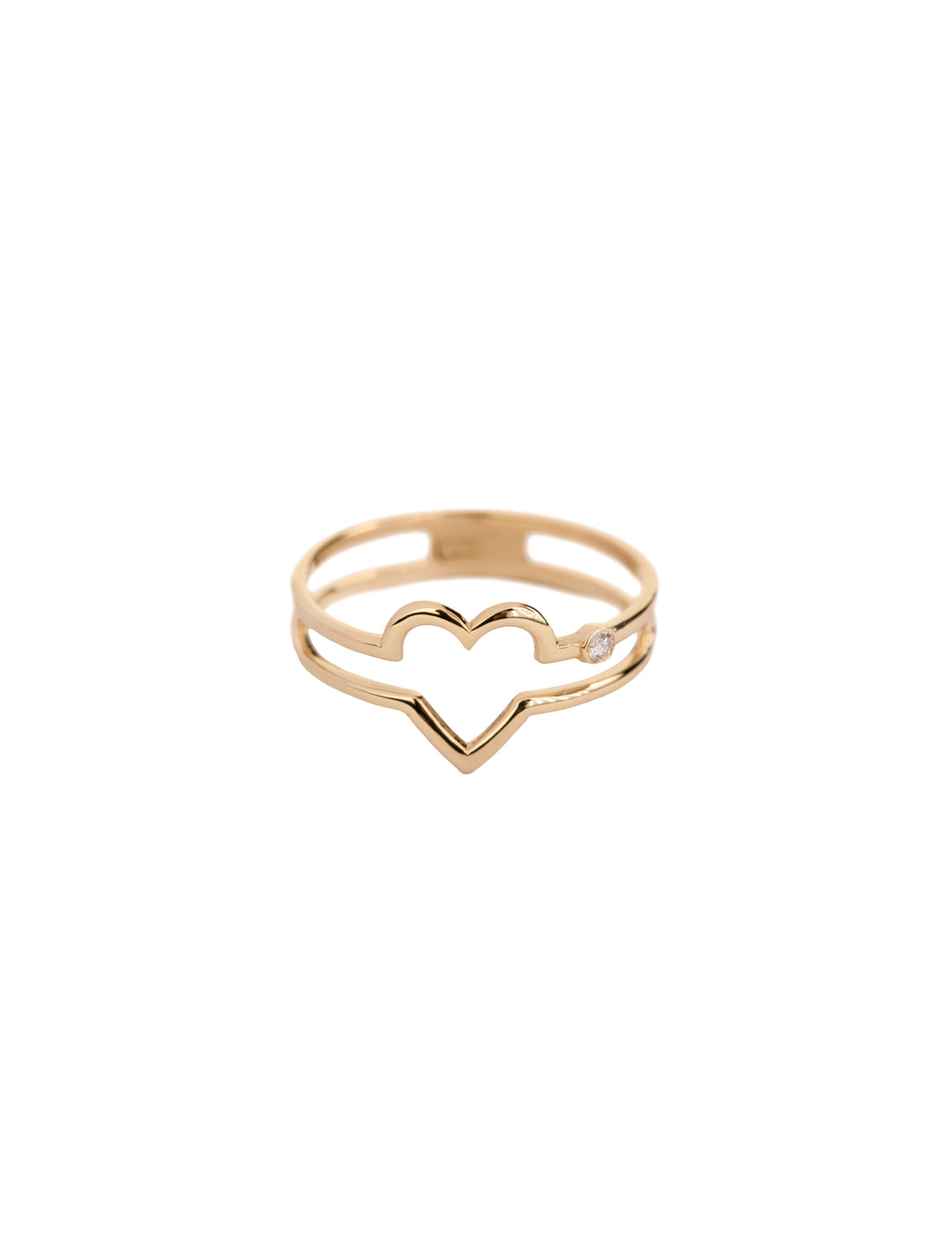18K GOLD CUT OUT HEART DIAMOND RING