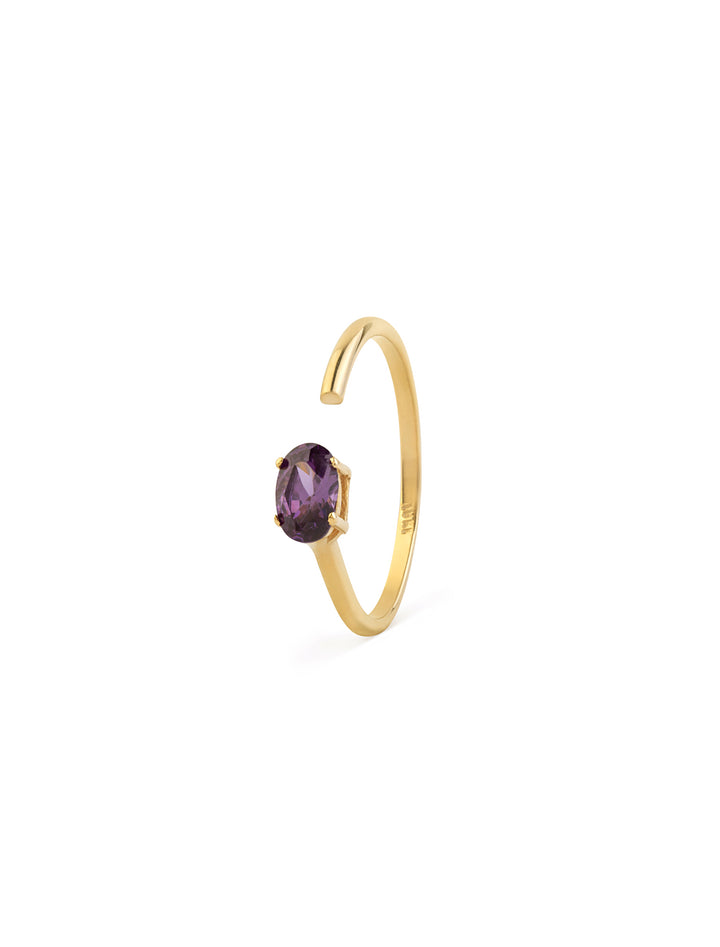 18K Gold Oval Gem Open Ring