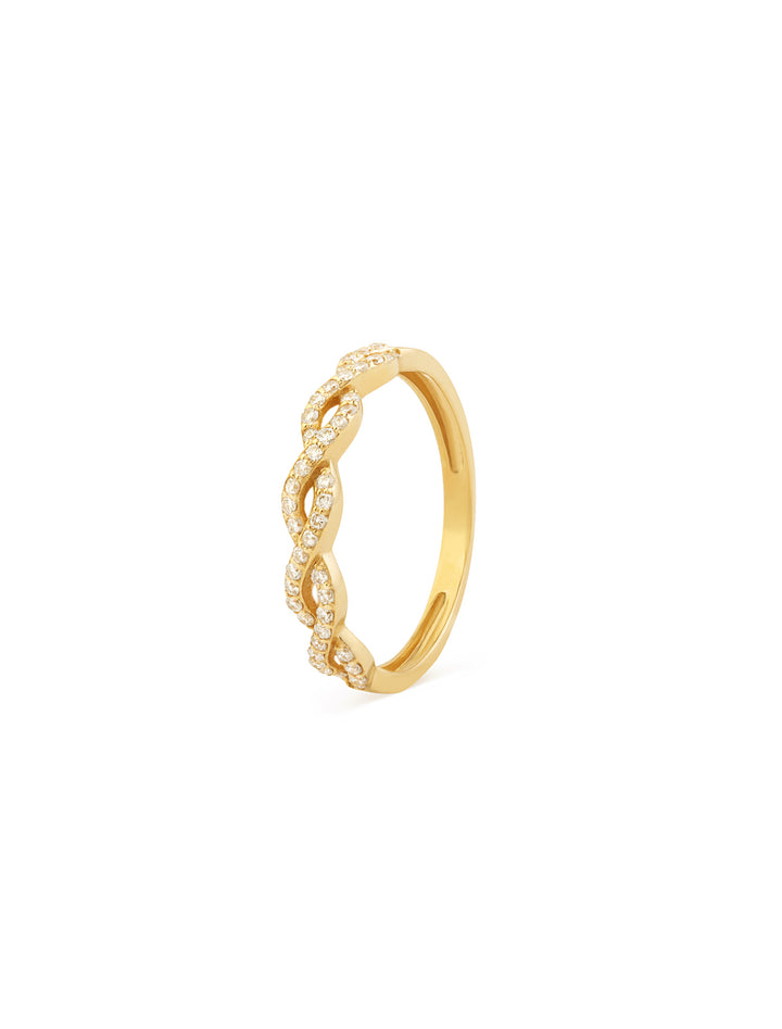 18K Gold Infinity Twist Diamond Ring