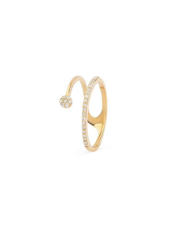 18K Gold Swirling Circle Diamond Ring