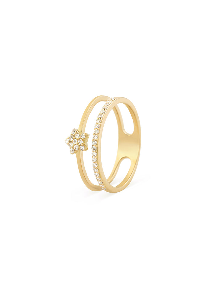 18K Gold Shining Star Diamond Ring