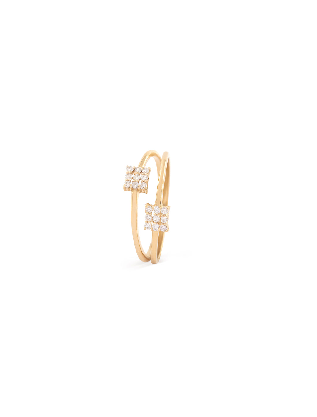 18K Gold Twin Squares Diamond Ring