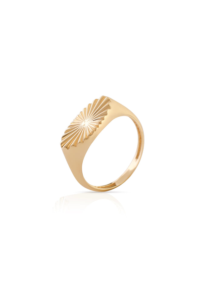 18K Gold Sun Signet Ring