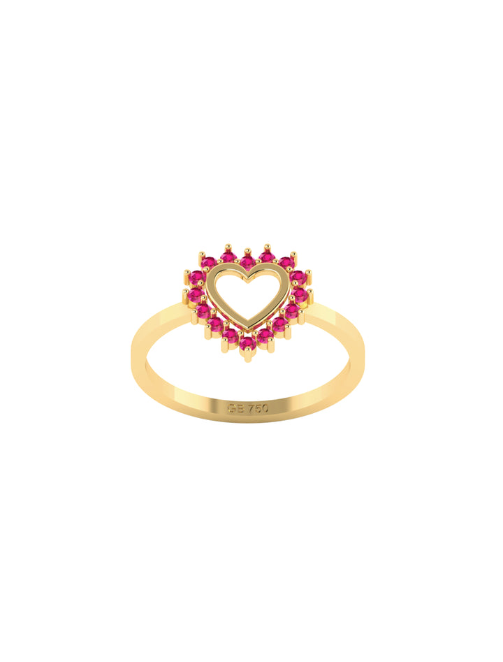 18K Gold Beaming Heart Ring