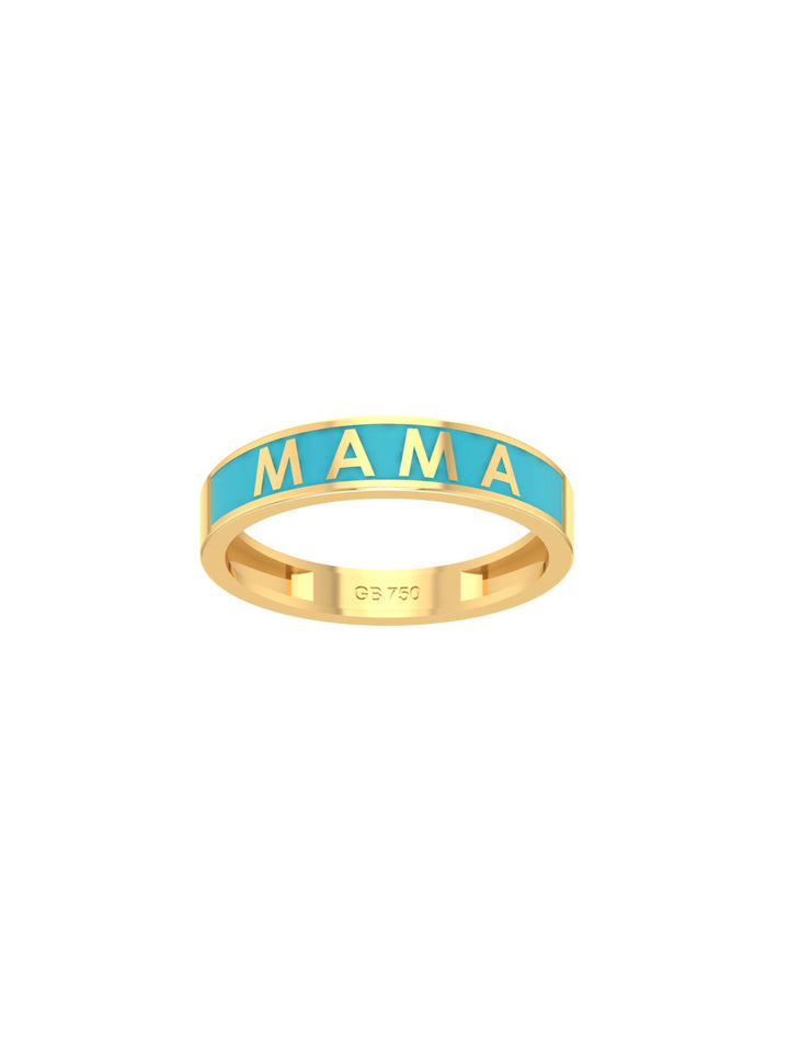 18K Gold Mama Enamel Ring