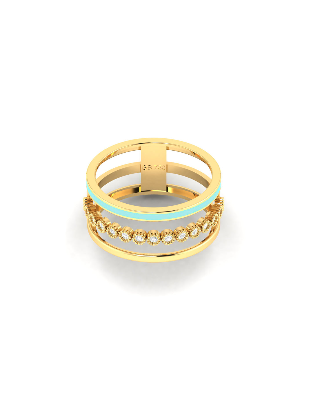 18K Gold Three Layers Enamel Ring